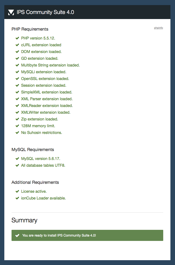 Invision Community Requirements Checker 4.x