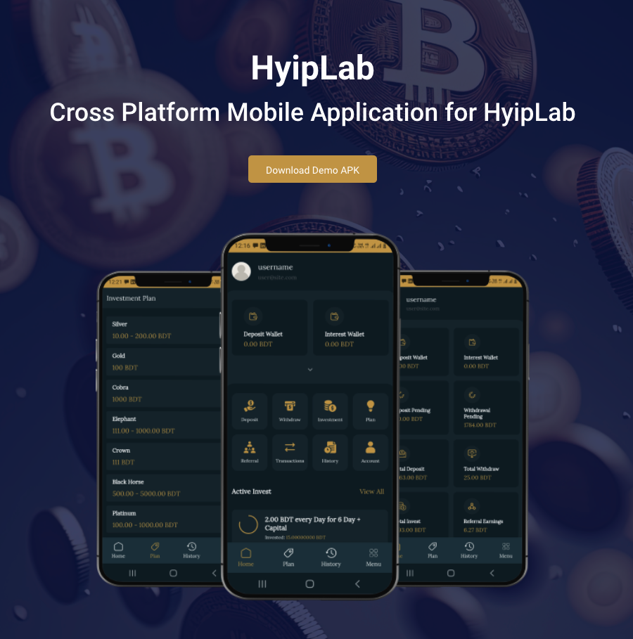 HYIPLab - Cross Platform Mobile Application